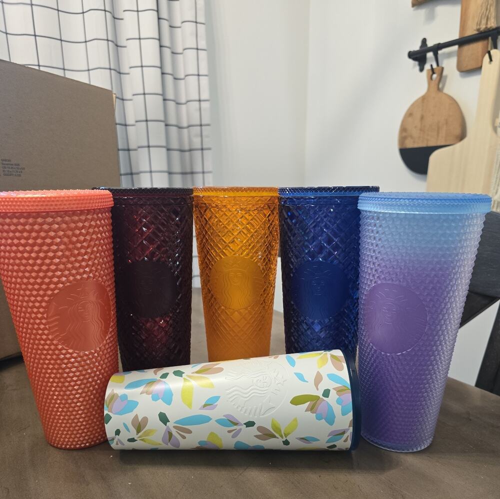Lot of 6 Starbucks Venti Tumbler Cups 24oz including 2023 Winter Floral Cold